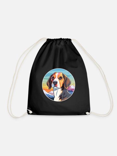Beagle Harrier Hunderasse Cartoon Kawaii Aquarell - Turnbeutel - Schwarz