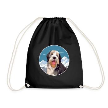 Barbu Collie chien race dessin animé Kawaii aquarelle - Sac de sport léger - noir - Devant
