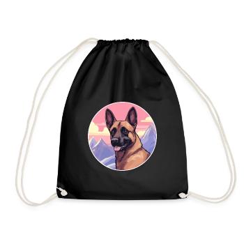 Chien Malinois Belge Race Cartoon Kawaii Watercol - Sac de sport léger - noir - Devant