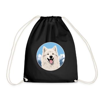 Berger Blanc Suisse Dog Breed Cartoon Kawaii Water - Drawstring Bag - black - Front