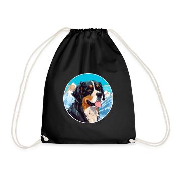 Berger De Beauce Dog Breed Cartoon Kawaii Watercol - Drawstring Bag - black - Front