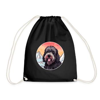 Terrier Russe Noir Race De Chien Cartoon Kawaii Wat - Sac de sport léger - noir - Devant