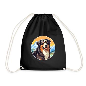 Bohemian Shepherd Dog Breed Cartoon Kawaii Waterco - Drawstring Bag - black - Front