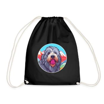 Bergamasco Schäferhund Rasse Cartoon Kawaii Wasser - Turnbeutel - Schwarz - Vorne