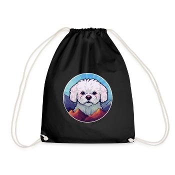Bichon Frise chien race Cartoon Kawaii aquarelle - Sac de sport léger - noir - Devant