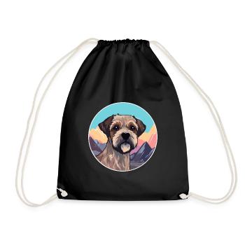 Border Terrier chien race dessin animé Kawaii aquarelle - Sac de sport léger - noir - Devant