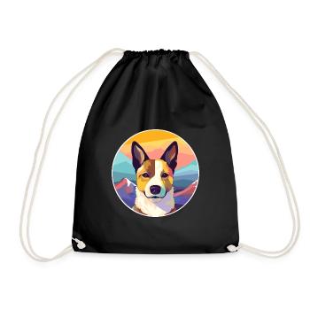 Canaan chien race dessin animé Kawaii aquarelle - Sac de sport léger - noir - Devant