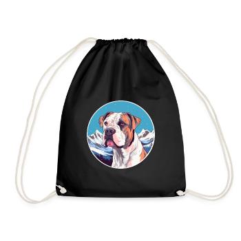 Bully Kutta Dog Breed Cartoon Kawaii Watercolor - Drawstring Bag - black - Front