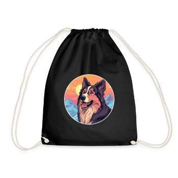 Carpathian Shepherd Dog Breed Cartoon Kawaii Water - Drawstring Bag - black - Front