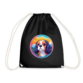 Cavalier King Charles Spaniel Dog Breed Cartoon Ka - Drawstring Bag - black - Front