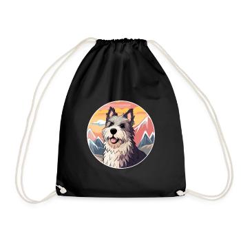 Chien Français Dog Breed Cartoon Kawaii Aquarelle - Sac de sport léger - noir - Devant