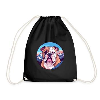 Bulldogge Hund Rasse Cartoon Kawaii Aquarell - Turnbeutel - Schwarz - Vorne