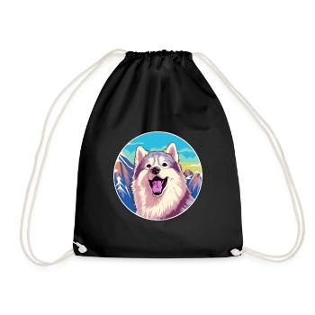 Chien esquimau canadien race Cartoon Kawaii Watercolo - Sac de sport léger - noir - Devant