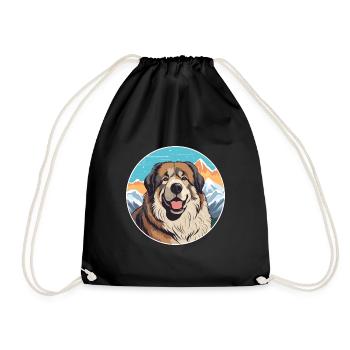 Caucasian Shepherd Dog Breed Cartoon Kawaii Waterc - Drawstring Bag - black - Front