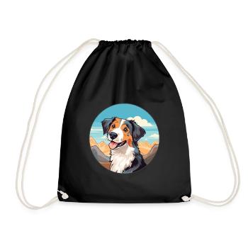 Cimarron Uruguayo Dog Breed Cartoon Kawaii Waterco - Drawstring Bag - black - Front