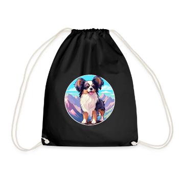 Continental Toy Spaniel Chien Race Cartoon Kawaii W - Sac de sport léger - noir - Devant