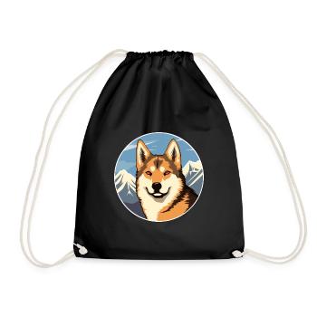 Dingo Hunderasse Karikatur Kawaii Aquarell - Turnbeutel - Schwarz - Vorne