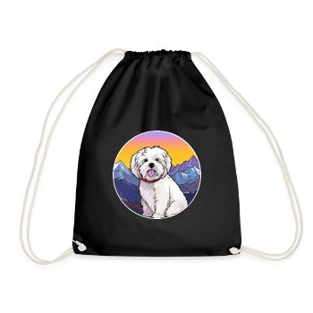 Coton De Tuléar Race De Chien Cartoon Kawaii Watercolo - Sac de sport léger - noir - Devant