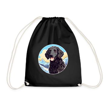 Curly Coated Retriever Dog Breed Cartoon Kawaii Wa - Drawstring Bag - black - Front