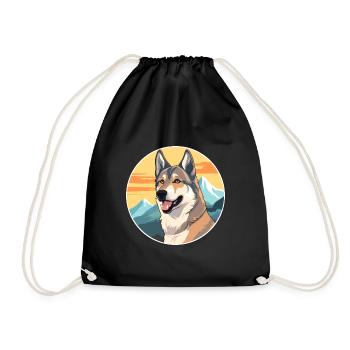 Tchécoslovaque chien-loup chien race dessin animé Kawaii W - Sac de sport léger - noir - Devant