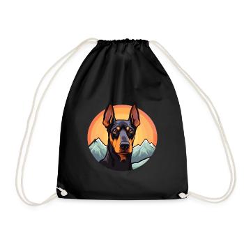 Dobermann Pinscher Hunderasse Cartoon Kawaii Waterco - Turnbeutel - Schwarz - Vorne