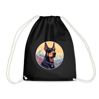 Doberman chien race dessin animé Kawaii aquarelle - Sac de sport léger - noir - Devant