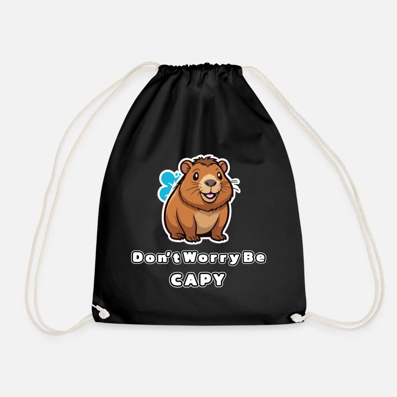 Capybara Don't worry be capy - Turnbeutel - Schwarz