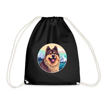 Eurasier chien race dessin animé Kawaii aquarelle - Sac de sport léger - noir - Devant