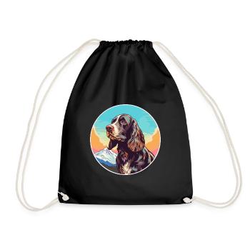 Field Spaniel Hunderasse Cartoon Kawaii Aquarell - Turnbeutel - Schwarz - Vorne
