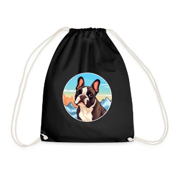 Bouledogue Français chien race Cartoon Kawaii aquarelle - Sac de sport léger - noir - Devant