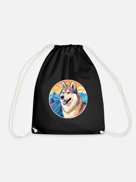 Ostsibirische Laika-Hunderasse Karikatur Kawaii-Wasser - Turnbeutel - Schwarz