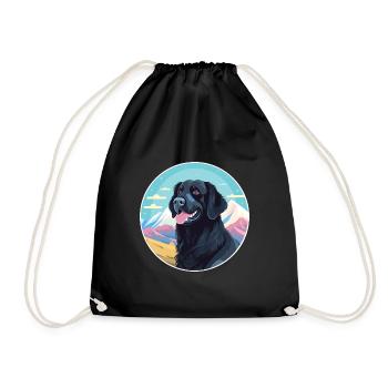 Plat enduit Retriever chien race dessin animé Kawaii Wat - Sac de sport léger - noir - Devant