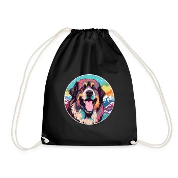 Estrela Mountain Dog Breed Cartoon Kawaii Watercol - Drawstring Bag - black - Front