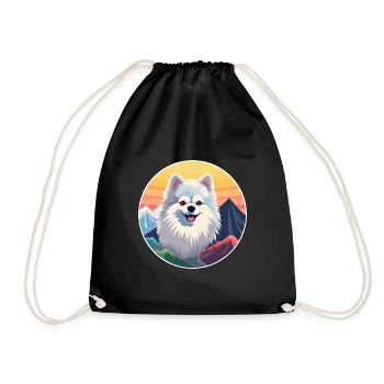 Spitz allemand chien race dessin animé Kawaii aquarelle - Sac de sport léger - noir - Devant
