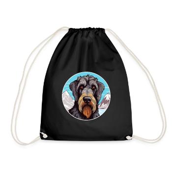 Giant Schnauzer Dog Breed Cartoon Kawaii Watercolo - Drawstring Bag - black - Front