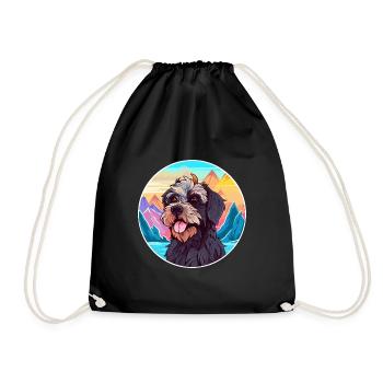 Griffon Nivernais Dog Breed Cartoon Kawaii Waterco - Drawstring Bag - black - Front