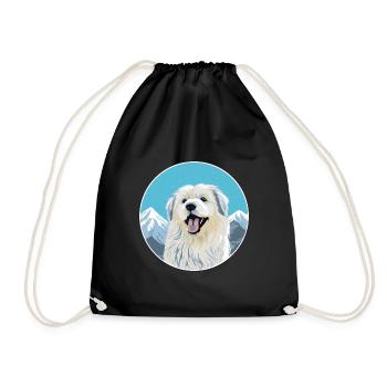 Himalayan Sheepdog Dog Breed Cartoon Kawaii Waterc - Drawstring Bag - black - Front