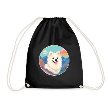 Spitz indien chien race Cartoon Kawaii aquarelle - Sac de sport léger - noir - Devant
