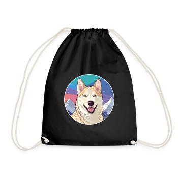 Jindo Hunderasse Karikatur Kawaii Aquarell - Turnbeutel - Schwarz - Vorne