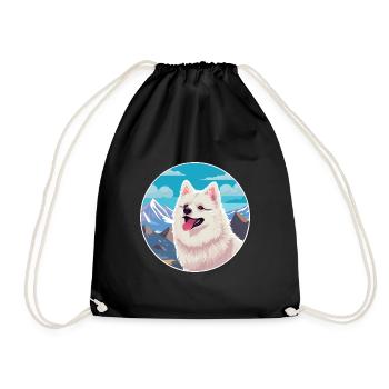 Spitz japonais chien race dessin animé Kawaii aquarelle - Sac de sport léger - noir - Devant