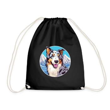 Kaikadi Hunderasse Karikatur Kawaii Aquarell - Turnbeutel - Schwarz - Vorne