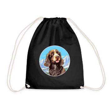 Allemand à poil long Pointer chien race Cartoon Kawaii - Sac de sport léger - noir - Devant