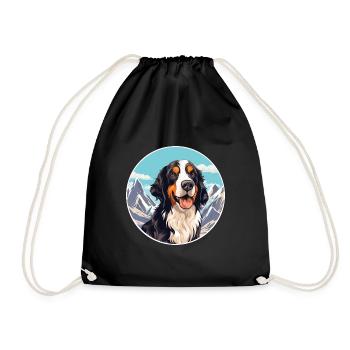 Jamthund Dog Breed Cartoon Kawaii Watercolor - Drawstring Bag - black - Front