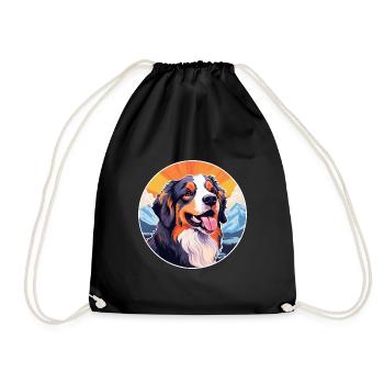 Hovawart chien race dessin animé Kawaii aquarelle - Sac de sport léger - noir - Devant