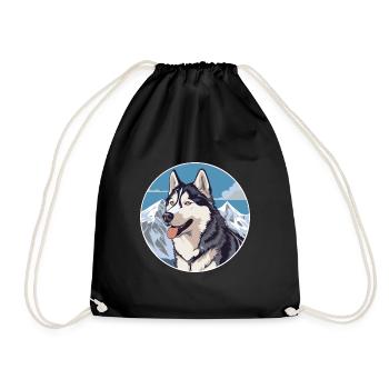 Husky chien race dessin animé Kawaii aquarelle - Sac de sport léger - noir - Devant