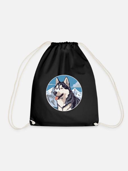 Husky Hunderasse Cartoon Kawaii Aquarell - Turnbeutel - Schwarz