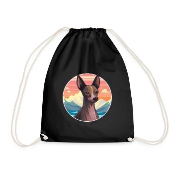 Inca Haarlose Hunderasse Cartoon Kawaii Aquarell - Turnbeutel - Schwarz - Vorne