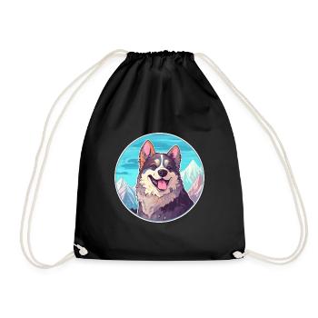 Koolie chien race dessin animé Kawaii aquarelle - Sac de sport léger - noir - Devant