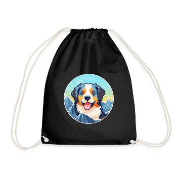 Magyar Agar chien race dessin animé Kawaii aquarelle - Sac de sport léger - noir - Devant