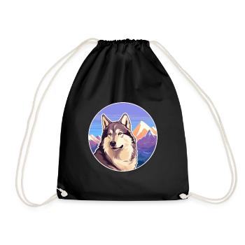 Kunming Wolfdog Hunderasse Cartoon Kawaii Watercolo - Turnbeutel - Schwarz - Vorne